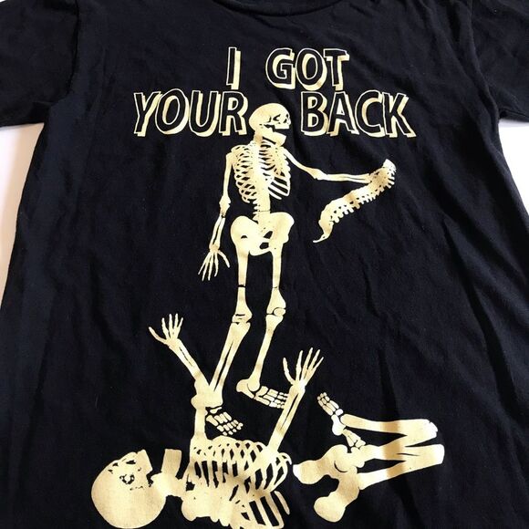I’ve Got Your Back Skeleton Chiropractor Halloween Tee Black Sz S - Picture 2 of 8